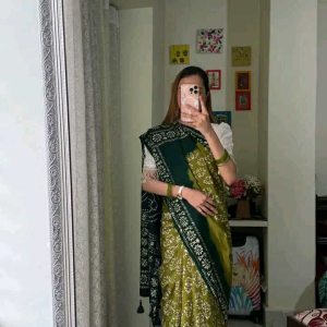 olive batik saree