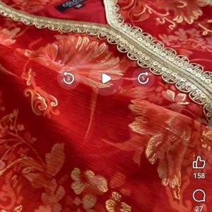 orange jari kurti