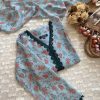 aqua floral kurti