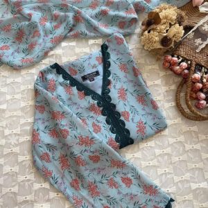 aqua floral kurti