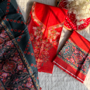 Red printed 3 pc