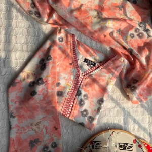 peachy white kurti