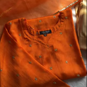 Orange chumki kurti