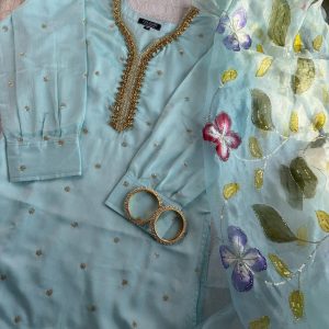 Light Sky Zari Kurti