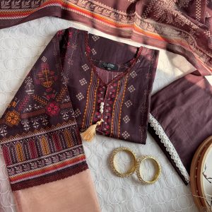 brown print 3 pc