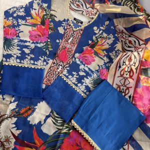 Blue printed 3 pc