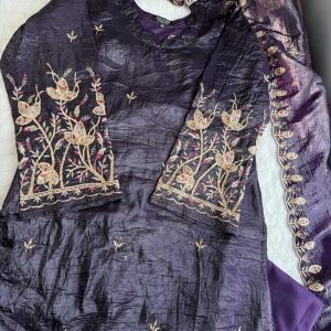 purple chanderi 3 pc