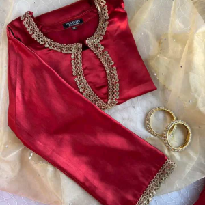 Plain Maroon lace Kurti