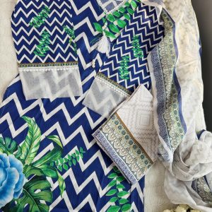 white zigzag three piece