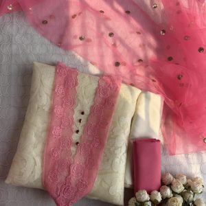 creamy pink lace