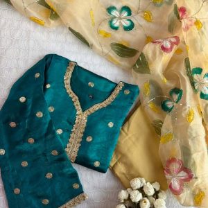 sea green chumki 3pc