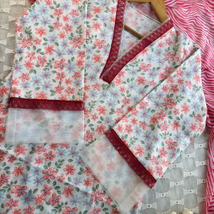 reddish flower kurti