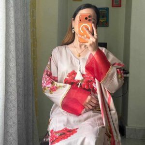 red big floral 3 pc