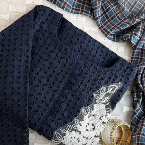 Navy Blue Chickenkari Kurti
