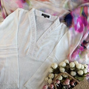 whitey lace kurti