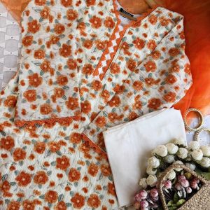 creamy orange kurti