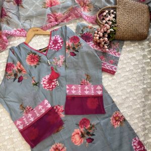 grey floral 3pc