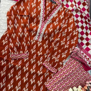 red batik print 3 pc