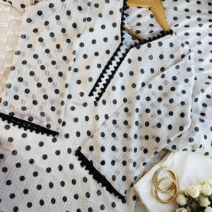 white polka kurti