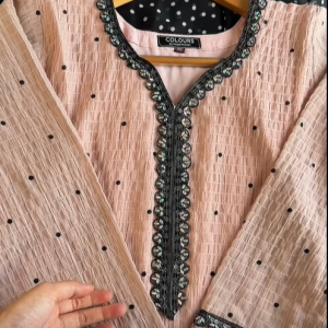 peach polka kurti
