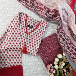 red floral joypuri 3pc