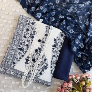 white & navy unstitched