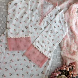 Peach pink floral kurti