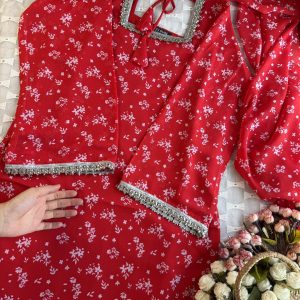 red white floral kurti