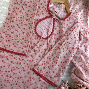 red cherry flower kurti
