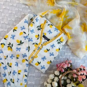 Lemon bow kurti -2