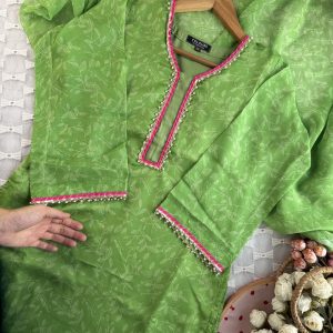 greeny pink lace kurti