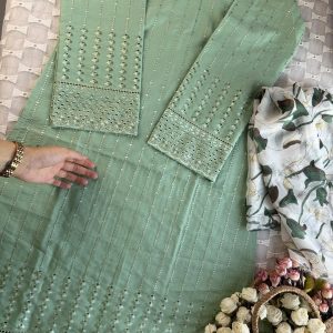 pastel green chikankari