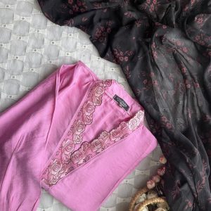 pink rosey lace kurti