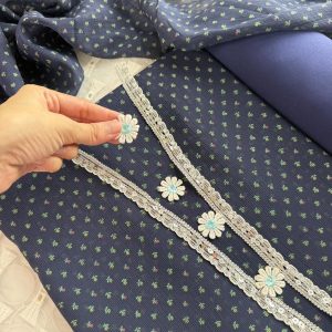 navy mint flora print