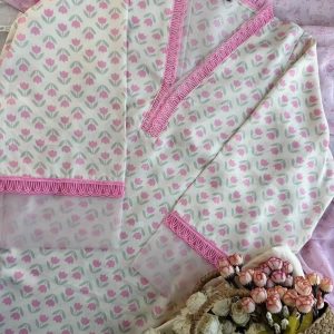 pink tulip print kurti
