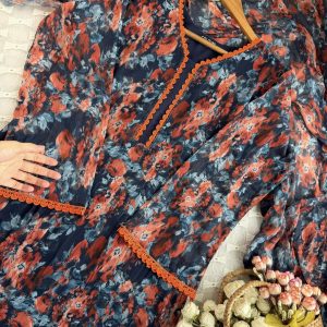navy orange kurti