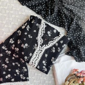 monochrome flora kurti