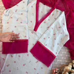light blue roses kurti