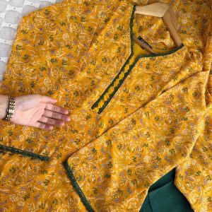 Mustard tiny flora kurti