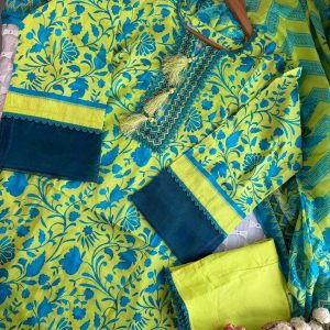 lime green floral 3 pc
