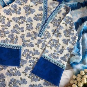 creamy blue flora kurti