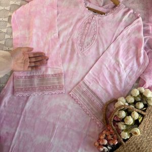 pink white shade kurti