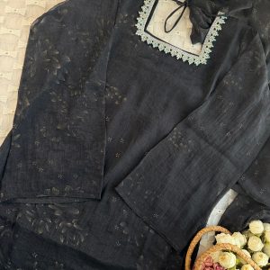 black faint flora kurti