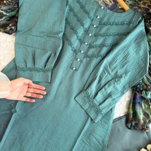 sage green lace kurti
