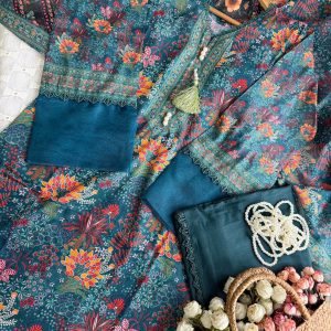 Deep teal printed 3 piece