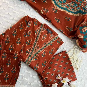 brick red joypuri 3pc