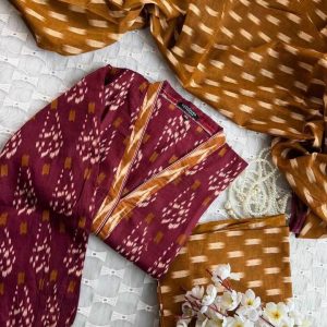 burgundy joypuri 3pc