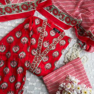 deep red joypuri 3pc