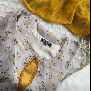 gray & mustard flora kurti