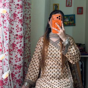 beige print joypuri
